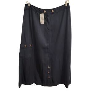 NEW J.Jill Tencel Lyocell A-line Maxi Skirt Black 14W minimalist quiet luxury